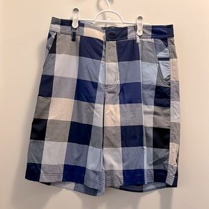 LULULEMON PLAID SHORTS BLUE